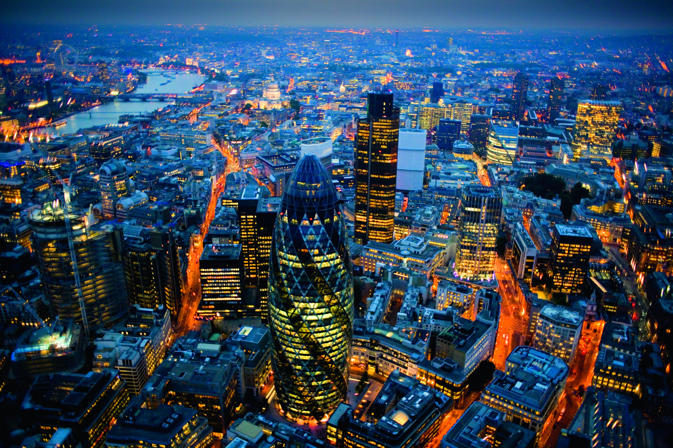 Aerial View Of London And Gherkin Building RED 1 Scaled